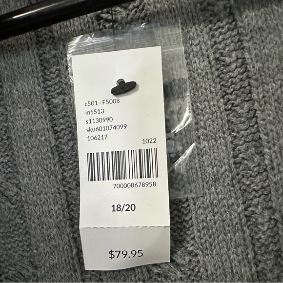 Lane Bryant Classic Button-Front Cable Jacquard Cardigan Sz 18/20 Gray Nordic - Picture 8 of 9